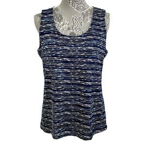 Jones New York Collection‎ Size Large blue and white striped stretchy tank top.